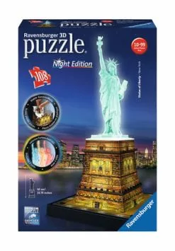 Ravensburger 3D-Puzzle "Freiheitsstatue Bei Nacht", Beleuchtung, 108 Teile